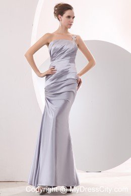 Sliver Column Ankle-length Taffeta Ruches Prom Evening Dress