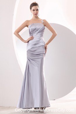 Sliver Column Ankle-length Taffeta Ruches Prom Evening Dress