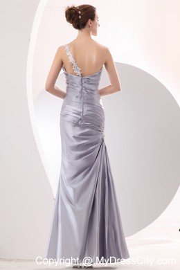 Sliver Column Ankle-length Taffeta Ruches Prom Evening Dress