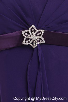 Purple Spaghetti Straps Sashes Prom Evening Dress with Chiffon