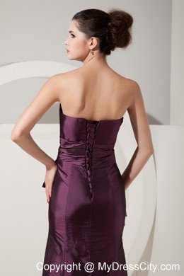 Trumpet Satin Beading Floor-length Evening Dress in Dark Purple