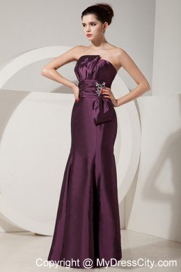 Trumpet Satin Beading Floor-length Evening Dress in Dark Purple