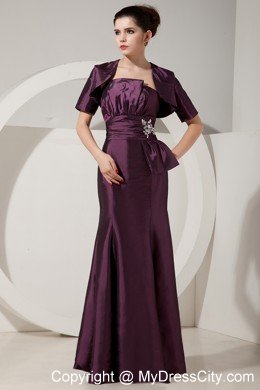 Trumpet Satin Beading Floor-length Evening Dress in Dark Purple