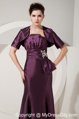 Trumpet Satin Beading Floor-length Evening Dress in Dark Purple