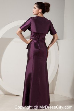 Trumpet Satin Beading Floor-length Evening Dress in Dark Purple