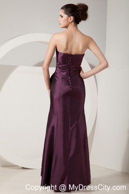 Trumpet Satin Beading Floor-length Evening Dress in Dark Purple