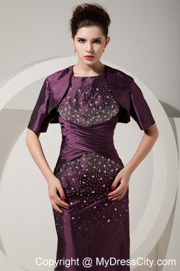 Dark Purple Mermaid Scoop Prom Evening Dress with Beading