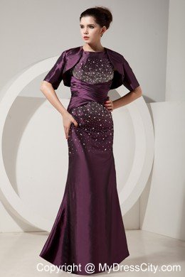 Dark Purple Mermaid Scoop Prom Evening Dress with Beading