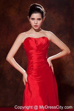 Red Taffeta Long Sweetheart Evening Homecoming Dress