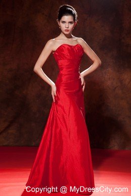 Red Taffeta Long Sweetheart Evening Homecoming Dress