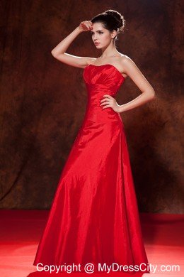 Red Taffeta Long Sweetheart Evening Homecoming Dress