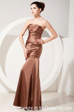 Chocolate Mermaid Prom Evening Dress with Taffeta Ruches