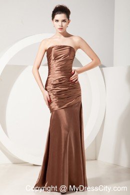 Chocolate Mermaid Prom Evening Dress with Taffeta Ruches