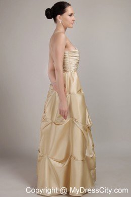 Champagne Spaghetti Straps Taffeta Evening Dress with Beading