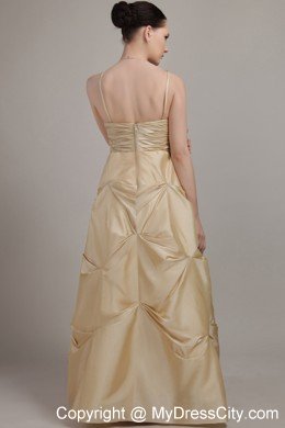 Champagne Spaghetti Straps Taffeta Evening Dress with Beading