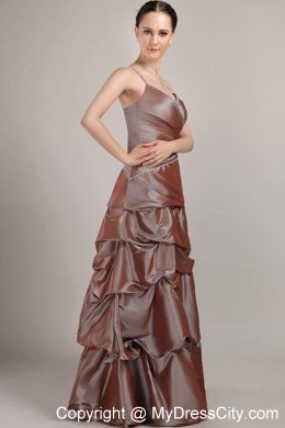 Beaded Decorate Spaghetti Straps Brown Evening Party Dresses