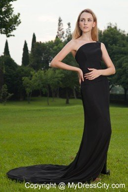 Silt One Shoulder Black Evening Party Dress with Cutout Back