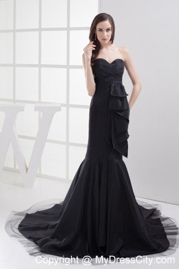 Black Sweetheart Ruches Prom Evening Dress with Mermaid