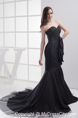 Black Sweetheart Ruches Prom Evening Dress with Mermaid