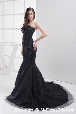 Black Sweetheart Ruches Prom Evening Dress with Mermaid