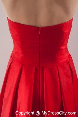 Strapless Bowknot Brush Train Taffeta Evening Dress in Red