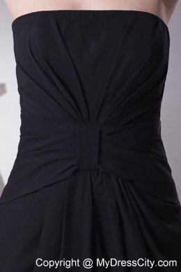 Column Strapless Ruches Evening Formal Gowns in Black