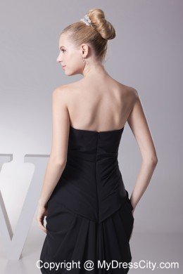 Column Strapless Ruches Evening Formal Gowns in Black