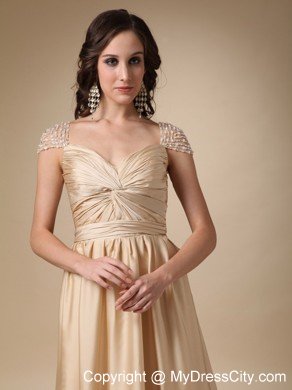 Gold Sweetheart Ruched Homecoming Dress Column Style with Brush