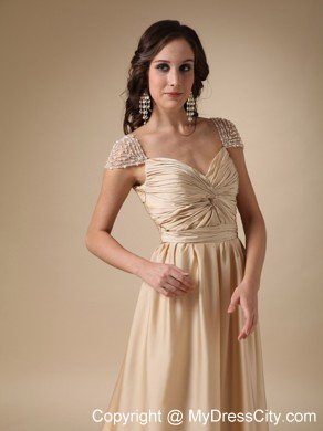 Gold Sweetheart Ruched Homecoming Dress Column Style with Brush