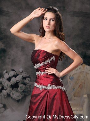 Sweet Burgundy Homecoming Dress with Appliques and Brush