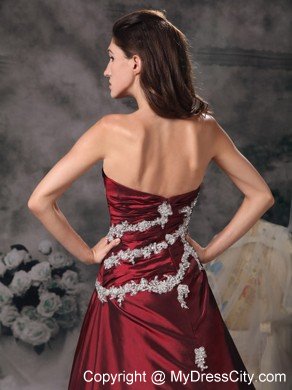 Sweet Burgundy Homecoming Dress with Appliques and Brush