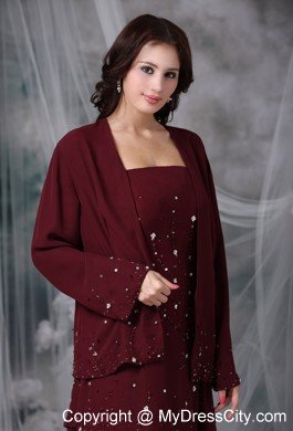 Straps Beading Empire Mothers Dresses for Weddings in Burgundy