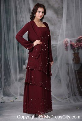 Straps Beading Empire Mothers Dresses for Weddings in Burgundy