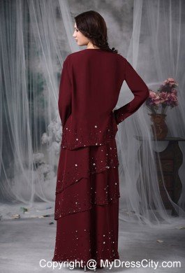 Straps Beading Empire Mothers Dresses for Weddings in Burgundy