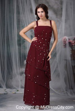 Straps Beading Empire Mothers Dresses for Weddings in Burgundy