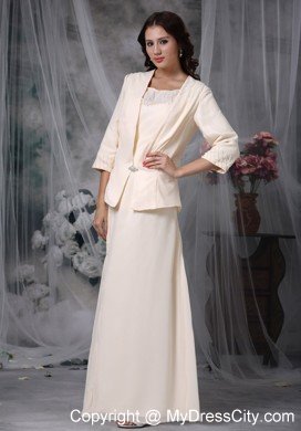 Diamond Scoop Long Mother of the Groom Dresses with Coat