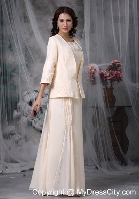 Diamond Scoop Long Mother of the Groom Dresses with Coat