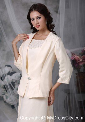 Diamond Scoop Long Mother of the Groom Dresses with Coat