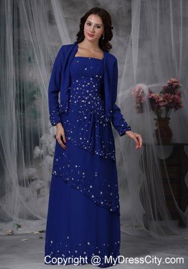 Layers Beading Appliques Mather of the Bride Dress with Coat