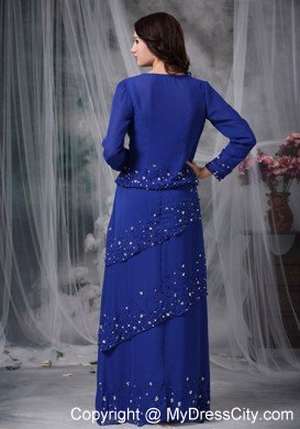 Layers Beading Appliques Mather of the Bride Dress with Coat