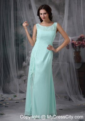 Apple Green Column Scoop Floor-length Chiffon Beaded Mother Of The Bride Dress with Coat