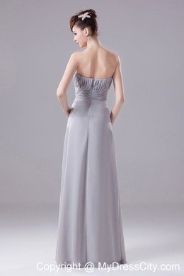 Grey Strapless Beaded Bodice Chiffon Mother Of The Bride Dress with Long Sleeves Jacket