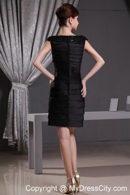 Bateau Ruffled Layers and Beading Decorate Mother Of The Bride Dress with Cap Sleeves