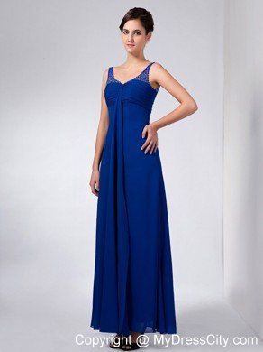 Blue Column Straps Ankle-length Taffeta Sweetheart Mother Of The Bride Dress with Beading