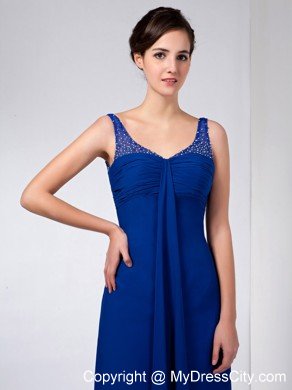 Blue Column Straps Ankle-length Taffeta Sweetheart Mother Of The Bride Dress with Beading