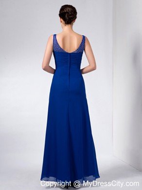 Blue Column Straps Ankle-length Taffeta Sweetheart Mother Of The Bride Dress with Beading