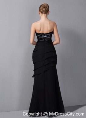 Black Column Floor-length Chiffon Appliques Decorate Mother Of The Bride Dress with Jacket