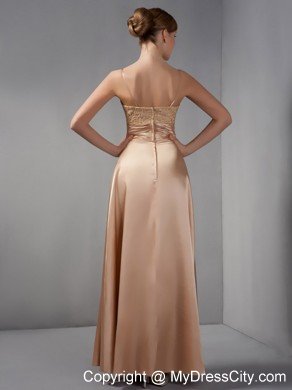 Rust Red Column Straps Ankle-length Satin Appliques Mother Of The Bride Dress with Jacket