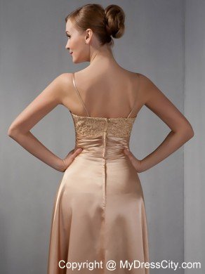 Rust Red Column Straps Ankle-length Satin Appliques Mother Of The Bride Dress with Jacket