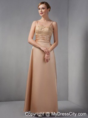 Rust Red Column Straps Ankle-length Satin Appliques Mother Of The Bride Dress with Jacket